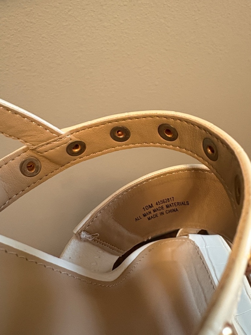 Cato White Croc-Embossed Studded Block Heel Sandals - Picture 8 of 9